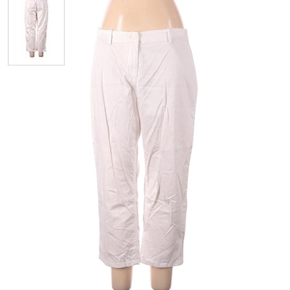 J. Jill Live-in Chino Capri Pants Women's Size 12 White Cream Cotton Breathable